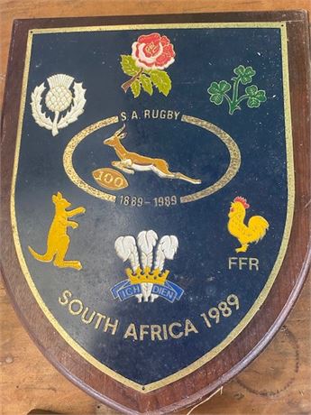 Rugby Union-Plaque. South Africa 1989
