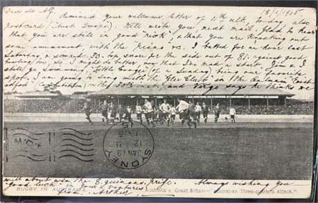 Rugby Union - Postcard. 1904 Aust v GB at SCG