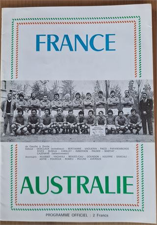 Rugby Union - Test Prog. 1976 France v Aust. 24th Oct